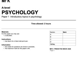 A-Level Psychology Predicted Papers